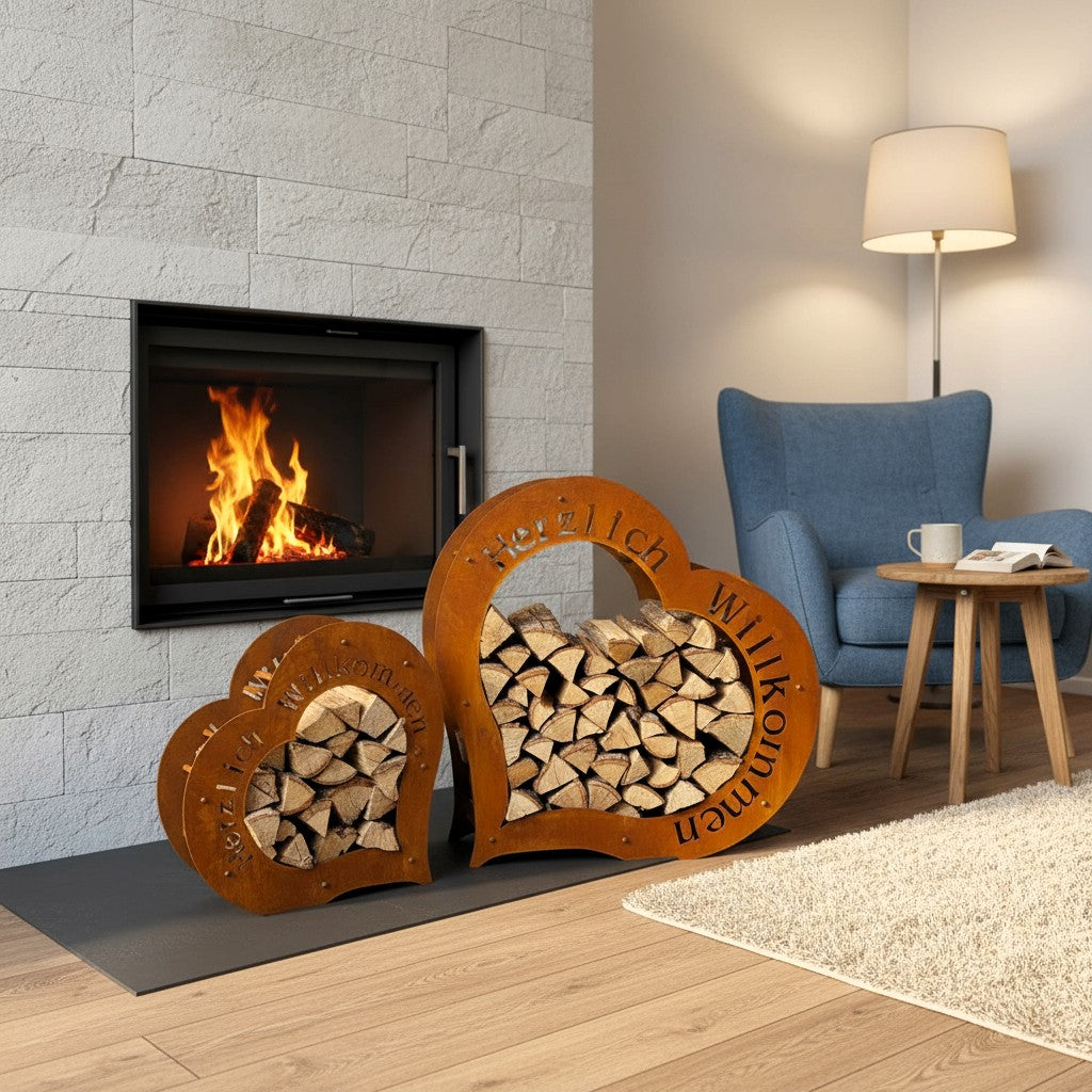 Holzlager „Herz Willkommen”