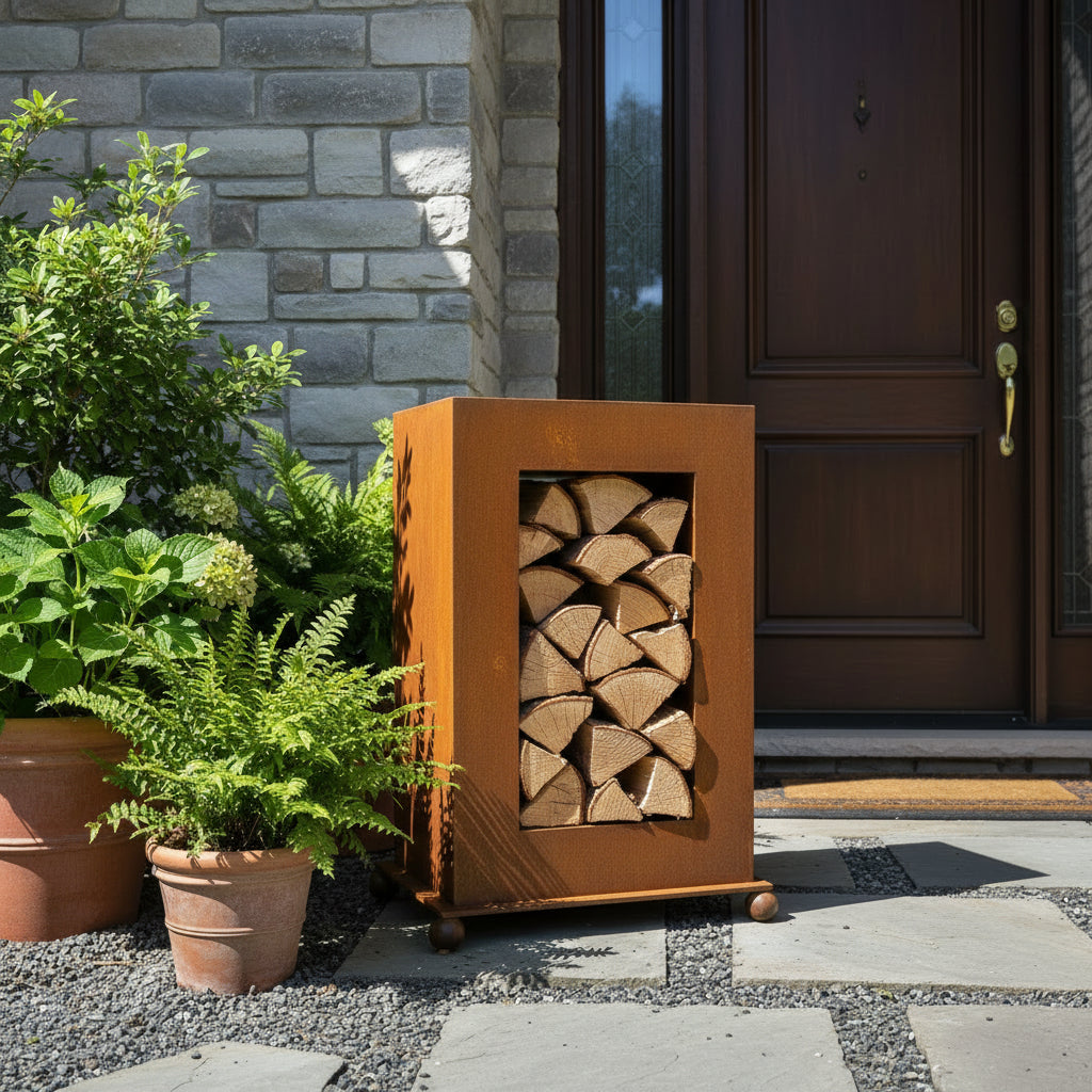 holz aufbewahrung garten Säule „Holzlager” – Dekosäule & Kaminholz-Aufbewahrung